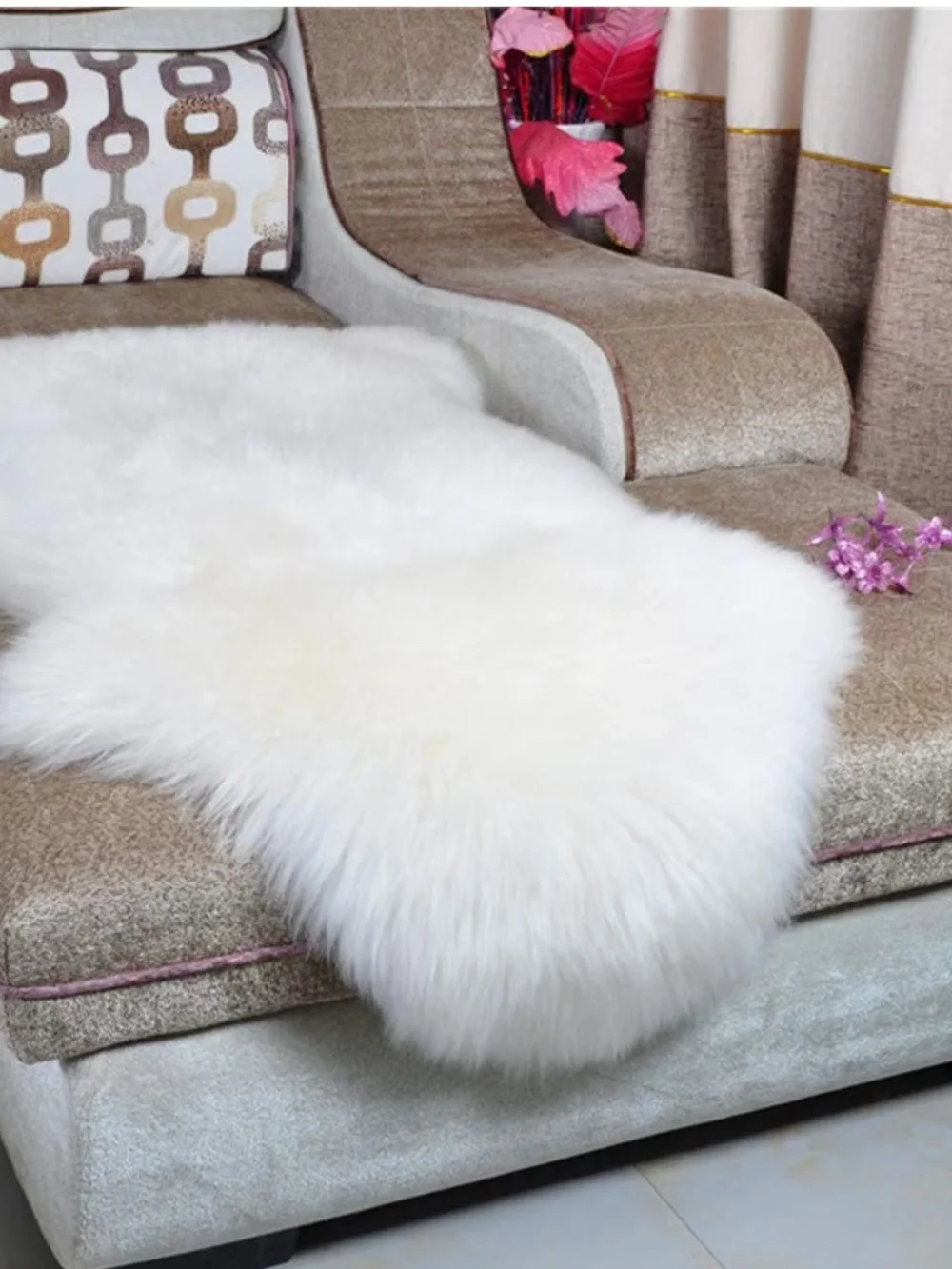 Faux sheep skin sofa decor